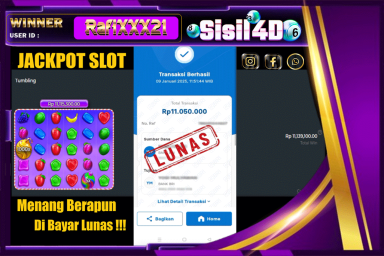 SISIL4D JACKPOT SLOT SWEET BONANZA 1000 Rp 11.050.000,- LUNAS