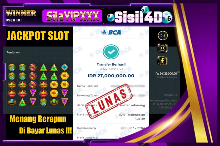 SISIL4D JACKPOT SLOT GATES OF OLYMPUS 1000 Rp 27.000.000,- LUNAS