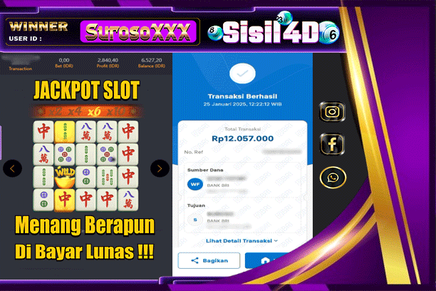 SISIL4D JACKPOT SLOT MAHJONG WAYS Rp 12.057.000,- LUNAS