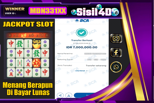 SISIL4D JACKPOT SLOT MAHJONG WAYS Rp 7,000,000,-LUNAS