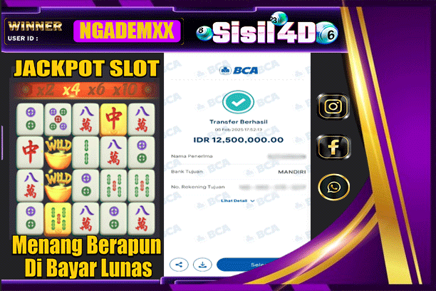 SISIL4D JACKPOT SLOT MAHJONG WAYS Rp 12.500.000,-LUNAS