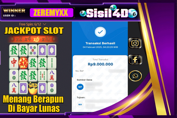 SISIL4D JACKPOT SLOT MAHJONG WAYS Rp 9.000.000,-LUNAS