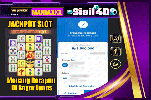 SISIL4D JACKPOT SLOT MAHJONG WAYS Rp 8.500.000,-LUNAS