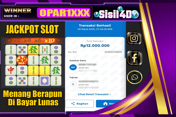 SISIL4D JACKPOT SLOT MAHJONG WAYS Rp 12.000.000,-LUNAS