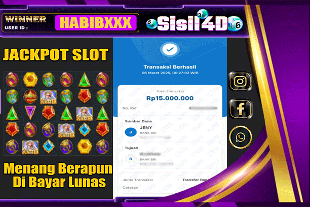 SISIL4D JACKPOT SLOT GATES OF OLYMPUS 1000 Rp 15.000.000,-LUNAS