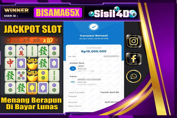 SISIL4D JACKPOT SLOT MAHJONG WAYS Rp 15.000.000,-LUNAS