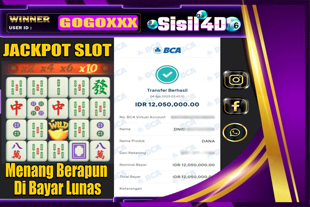 SISIL4D JACKPOT SLOT MAHJONG WAYS Rp 12.050.000,-LUNAS