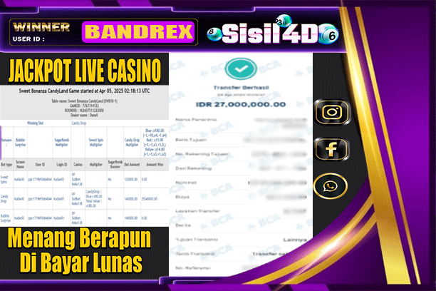 SISIL4D JACKPOT PRAGMATICPLAY-LIVE CASINO Rp 27.000.000,-LUNAS