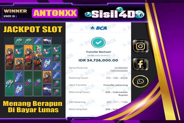 SISIL4D JACKPOT SLOT ANIME MECHA MEGAWAYS Rp 34.726.000,-LUNAS