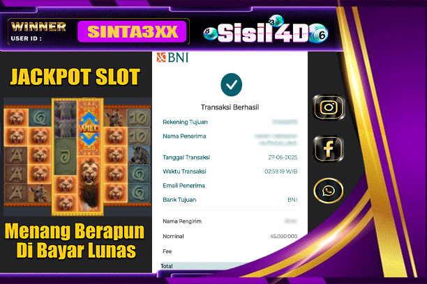 SISIL4D JACKPOT SLOT SAFARI WILDS Rp 45.000.000,-LUNAS