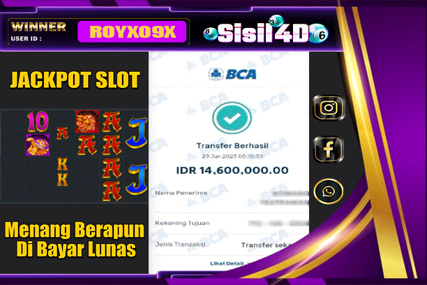 SISIL4D JACKPOT SLOT PRAGMATIC PLAY 5 LIONS Rp 14.600.000,-LUNAS