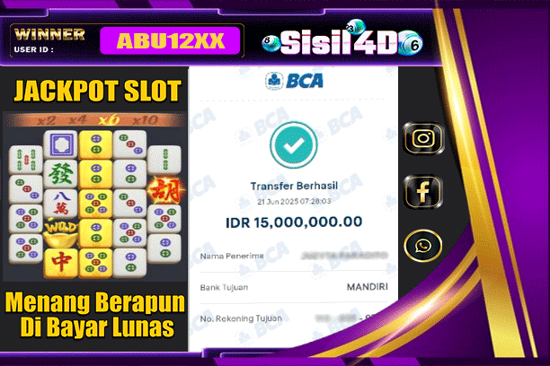 SISIL4D JACKPOT SLOT MAHJONG WAYS Rp 15.000.000,-LUNAS