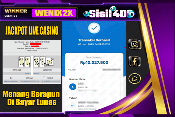 SISIL4D LIVE GAMES PP-BACCARAT Rp 10.025.000,-LUNAS