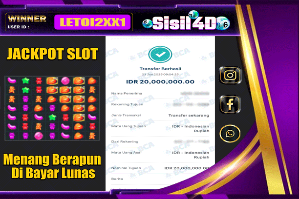 SISIL4D JACKPOT SLOT SUGAR RUSH 1000 Rp 20.000.000,-LUNAS