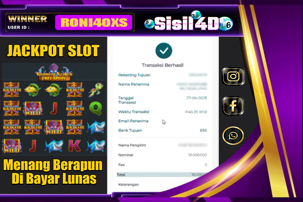 SISIL4D JACKPOT SLOT RELEASE THE KRAKEN Rp 10.000.000,-LUNAS