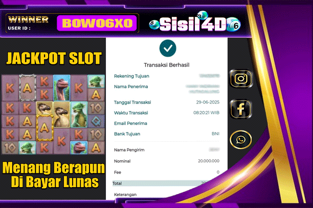 SISIL4D JACKPOT SLOT JURASSIC-KDM Rp 20.000.000,-LUNAS