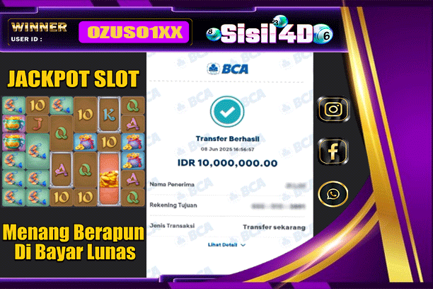 SISIL4D JACKPOT SLOT WAYS OF THE QILIN Rp 10.000.000,-LUNAS