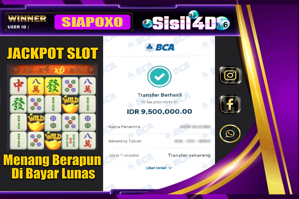 SISIL4D JACKPOT SLOT MAHJONG WAYS Rp 9.500.000,-LUNAS