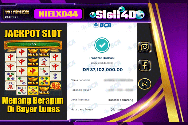 SISIL4D JACKPOT SLOT MAHJONG WINS 2 Rp 37.102.000,- LUNAS