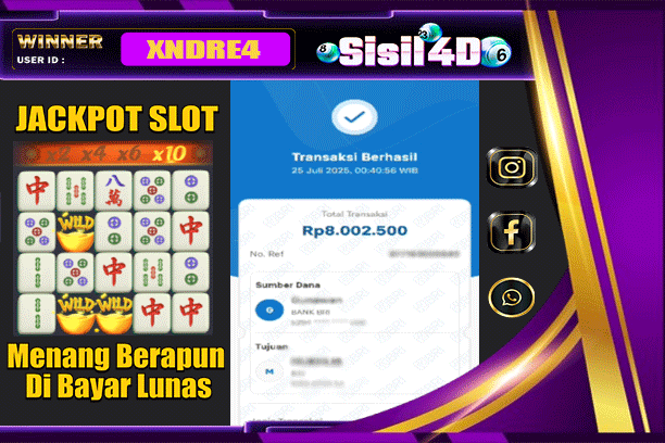 SISIL4D JACKPOT SLOT MAHJONG WAYS Rp 8.000.000,-LUNAS