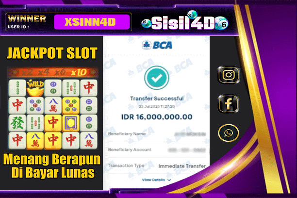 SISIL4D JACKPOT SLOT MAHJONG WAYS Rp 16.000.000,-LUNAS