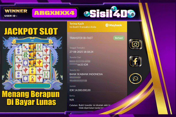 SISIL4D JACKPOT SLOT MAHJONG WINS 3 Rp 14.000.000,- LUNAS