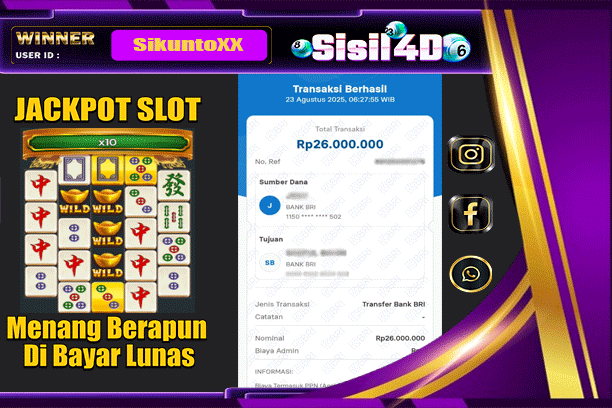 SISIL4D JACKPOT SLOT MAHJONG WINS 2 Rp 26.000.000,- LUNAS