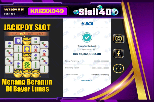SISIL4D JACKPOT SLOT MAHJONG WAYS Rp 12.361.000,-LUNAS