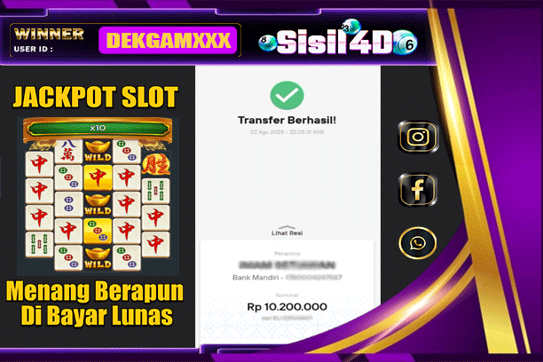 SISIL4D JACKPOT SLOT MAHJONG WINS 2 Rp 10.200.000,- LUNAS