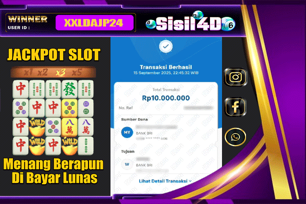 SISIL4D JACKPOT SLOT MAHJONG WAYS Rp 10.000.000,-LUNAS