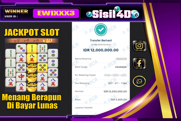 SISIL4D JACKPOT SLOT MAHJONG WAYS Rp 12.000.000,-LUNAS