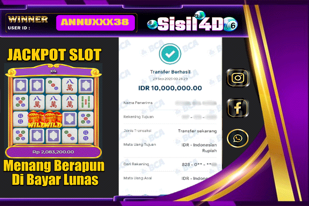 SISIL4D JACKPOT SLOT MAHJONG WINS-GONG XI FA CAI Rp 10.000.000,-LUNAS