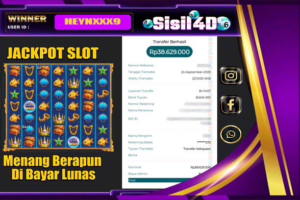 SISIL4D JACKPOT SLOT MERMAID’S TREASURE TROVE Rp 38.629.000,-LUNAS
