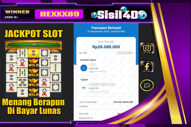 SISIL4D JACKPOT SLOT MAHJONG WINS 2 Rp 26.095.000,- LUNAS