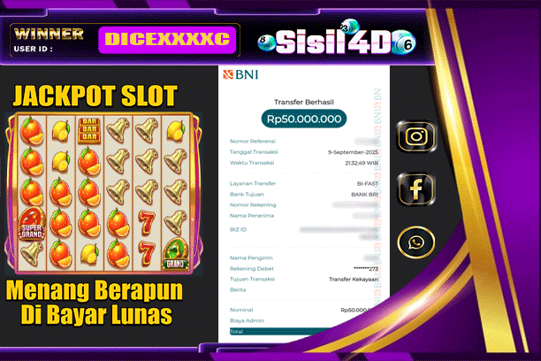 SISIL4D JACKPOT SLOT JACKPOT BLAZE Rp 50.000.000,-LUNAS