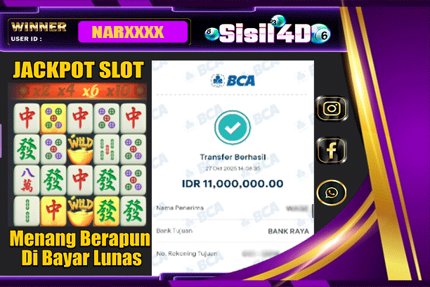 SISIL4D JACKPOT SLOT MAHJONG WAYS Rp 11.000.000,-LUNAS