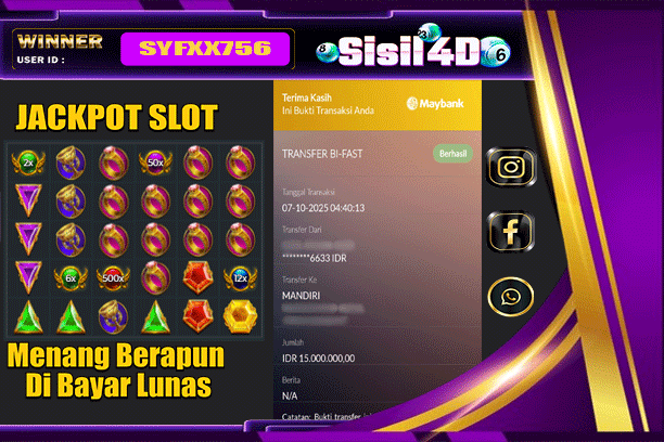 SISIL4D JACKPOT SLOT GATES OF OLYMPUS 1000 Rp 15.000.000,-LUNAS