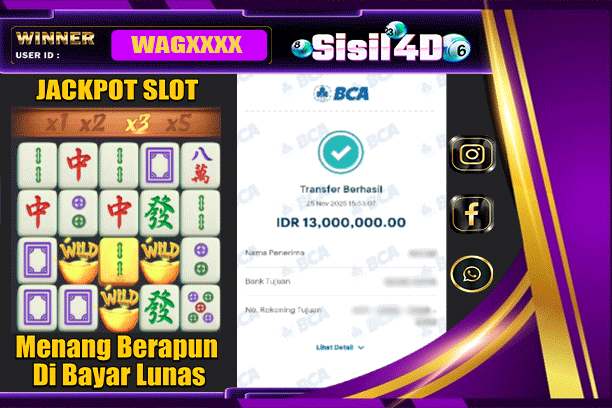 SISIL4D JACKPOT SLOT MAHJONG WAYS Rp 13.000.000,-LUNAS