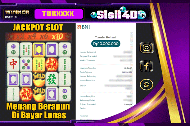 SISIL4D JACKPOT SLOT MAHJONG WAYS Rp10.000.000,-LUNAS
