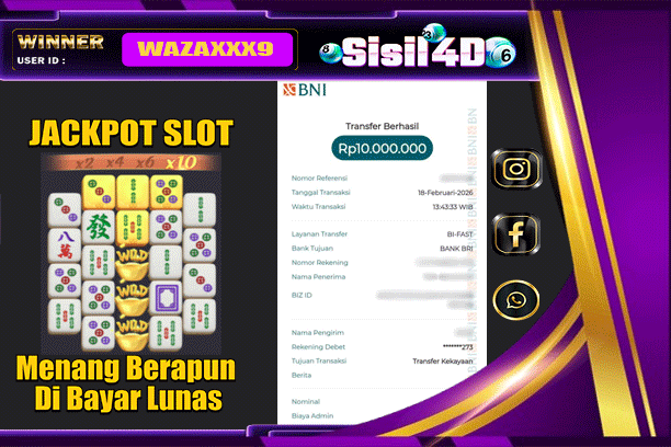 SISIL4D JACKPOT SLOT MAHJONG WAYS 2 Rp10.000.000,-LUNAS