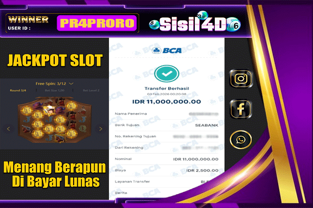 SISIL4D JACKPOT SLOT WILD BOUNTY SHOWDOWN Rp11.000.000,-LUNAS