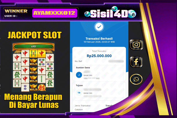 SISIL4D JACKPOT SLOT MAHJONG WINS 2 Rp 25.000.000,-LUNAS