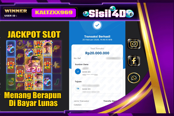 SISIL4D JACKPOT SLOT WILD APE Rp 20.000.000,-LUNAS