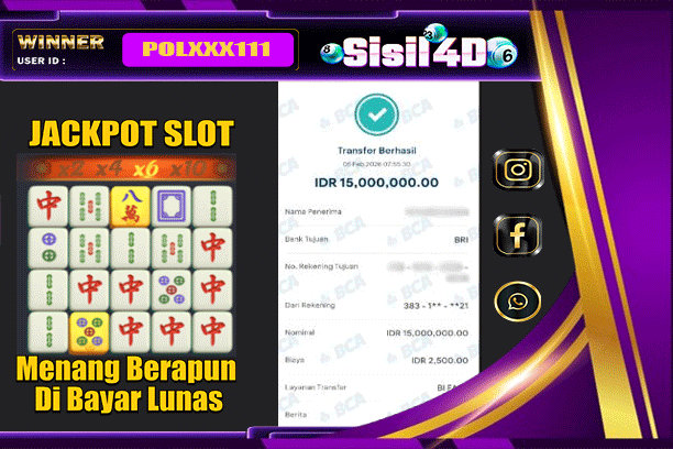 SISIL4D JACKPOT SLOT MAHJONG WAYS Rp15.000.000,-LUNAS